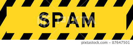 Yellow and black color with line striped label banner with word spam Yellow and black color with line striped label banner with word spam 87647501