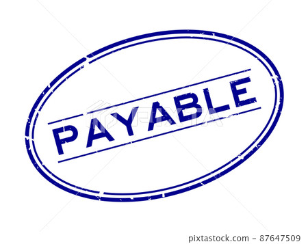 Grunge blue payable word oval rubber seal stamp on white background 87647509
