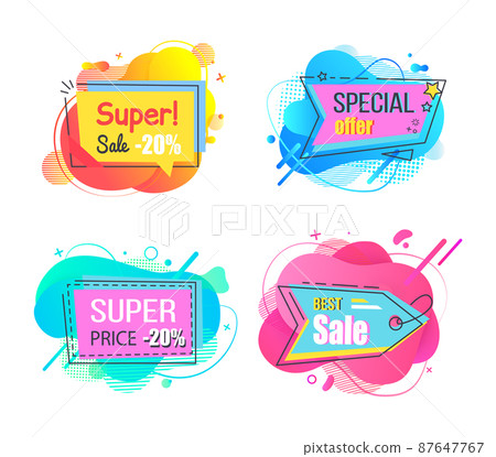 Super and Special Sale Offer Stickers Vector Set Super and Special Sale Offer Stickers Vector Set 87647767