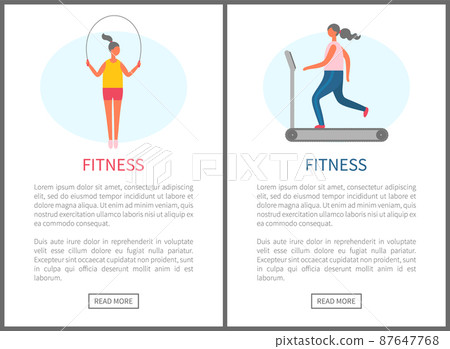 Website Cardio Training of Women, Fitness Vector 87647768