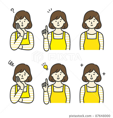 Image illustration set of a woman wearing an apron Image illustration set of a woman wearing an apron 87648000