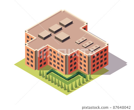 Offices isometric. Architecture building facade of business center. Infographic element. Architectural vector 3d illustration 87648042