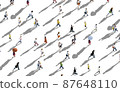 goup of people walking aerial - illustration of crowd of people 87648110