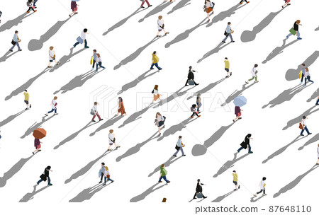 goup of people walking aerial - illustration of crowd of people goup of people walking aerial - illustration of crowd of people 87648110