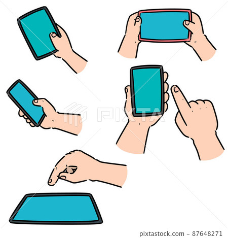 vector set of hand using smartphone - Stock Illustration [87648271] - PIXTA
