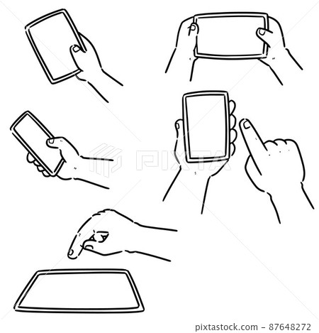 vector set of hand using smartphone 87648272