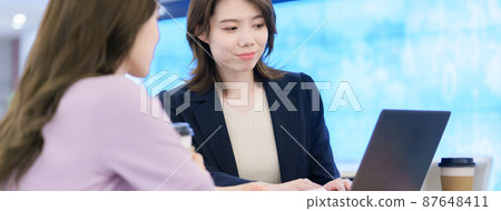 Young woman having a meeting Young woman having a meeting 87648411
