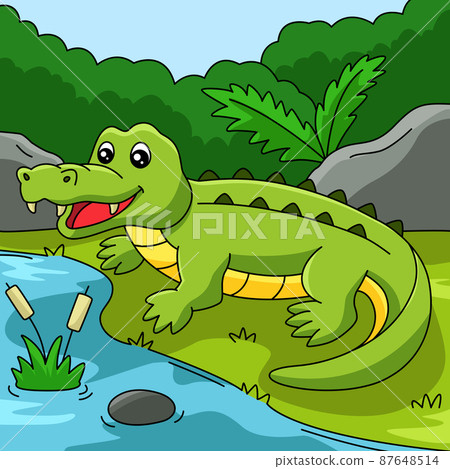 Crocodile Cartoon Colored Animal Illustration 87648514