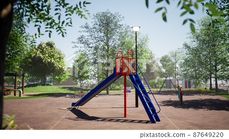 陽光明媚的日子裡的公園滑梯 陽光明媚的日子裡的公園滑梯 87649220