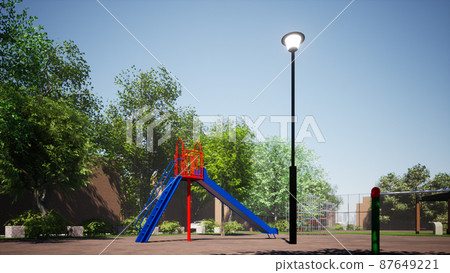 公園滑梯和戶外燈 公園滑梯和戶外燈 87649221