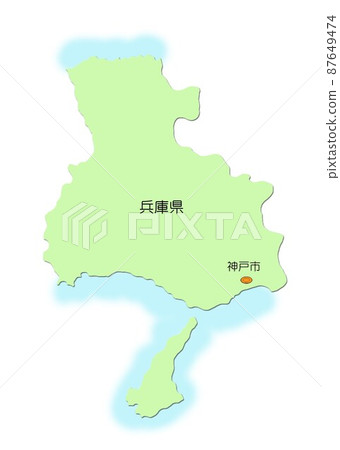日本近畿地區兵庫縣地圖與海綠色陰影 87649474