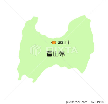 日本中部地區富山縣地圖無影綠色 87649480