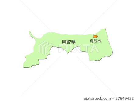 日本地圖，中國地區，鳥取縣，綠色陰影 87649488