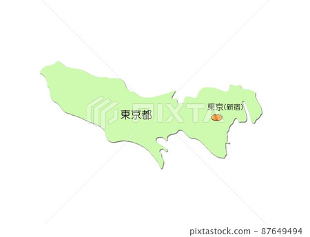 日本關東地區東京地圖與陰影綠色 日本關東地區東京地圖與陰影綠色 87649494