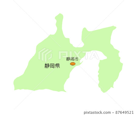 Map of Japan, Chubu region, Shizuoka prefecture, no shadow, green 87649521