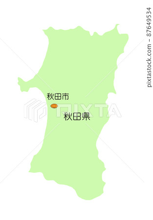 Map of Japan Tohoku region Akita prefecture Shadowless green 87649534