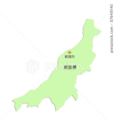 Map of Japan Chubu region Niigata prefecture with shadow Sado Island 87649540
