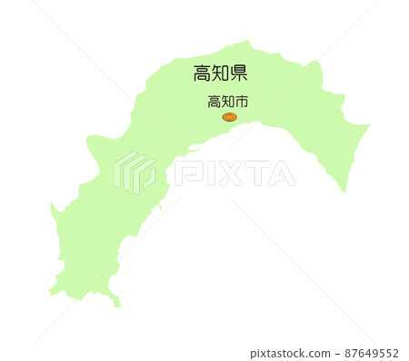日本四國地區高知縣地圖無影綠色 日本四國地區高知縣地圖無影綠色 87649552