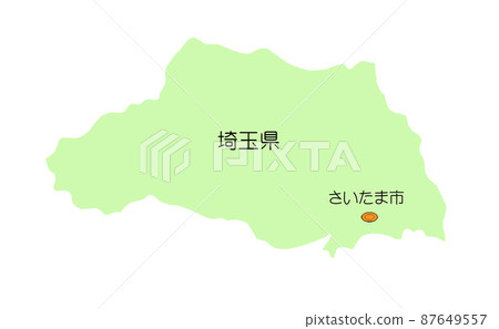 Map of Japan Kanto region Saitama prefecture Shadowless green 87649557