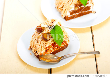 chestnut cream cake dessert chestnut cream cake dessert 87650918