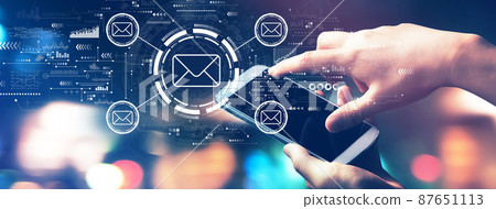 Email concept with city lights at night Email concept with city lights at night 87651113
