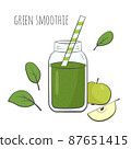 Green smoothie in jar with spinach and apple 87651415