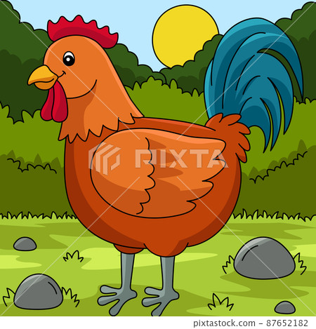 Rooster Cartoon Colored Animal Illustration 87652182
