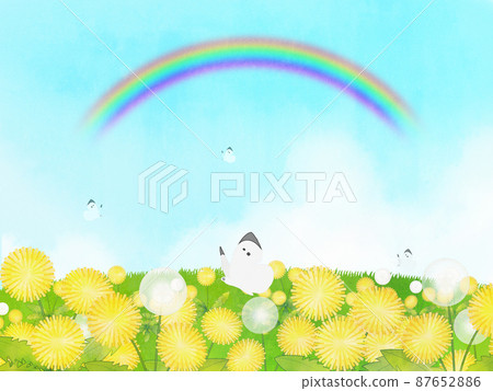 蒲公英水彩風格背景素材 87652886