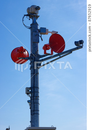 Disaster prevention administration radio chime up on the Arakawa bank 87652919