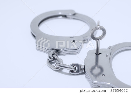 銀手銬(警察、審訊、逮捕圖像) 銀手銬(警察、審訊、逮捕圖像) 87654032