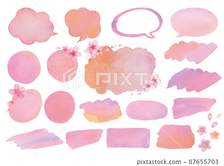 Spring watercolor style balloon and heading background material set 87655703