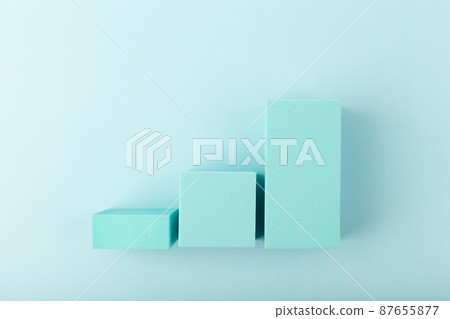 Business performance chart with rise dynamic against blue background with copy space Business performance chart with rise dynamic against blue background with copy space 87655877