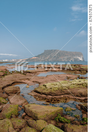 Gwangchigi Beach and Seongsan Ilchulbong Tuff Cone in Jeju island, Korea Gwangchigi Beach and Seongsan Ilchulbong Tuff Cone in Jeju island, Korea 87657875