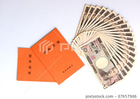 養老金、養老金筆記本和退休基金 87657986