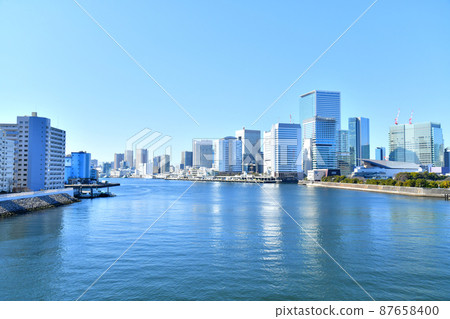 從築地大橋/隅田川看竹芝碼頭（東京都港區）[2022.2] 87658400