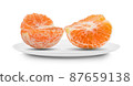 Orange slice isolated in white plate on white background 87659138