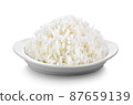 rice in white plate isolated on white background 87659139