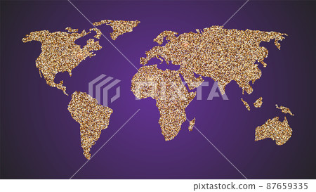 Map of World. Silhouette of continents. Glittering 87659335