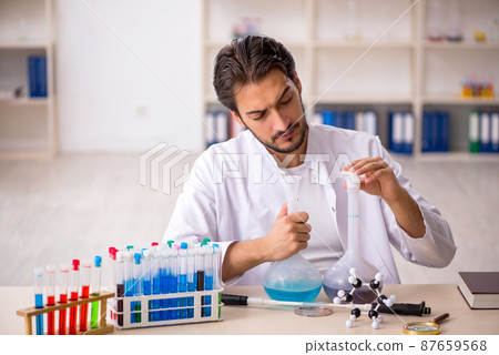 Young male chemist working at the lab Young male chemist working at the lab 87659568