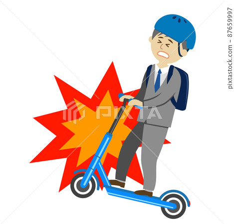 Illustration image of an office worker who gets into an accident on an electric kickboard 87659997