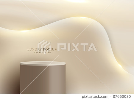 3D realistic luxury brown podium platforms display with golden fluid wave shape 3D realistic luxury brown podium platforms display with golden fluid wave shape 87660080