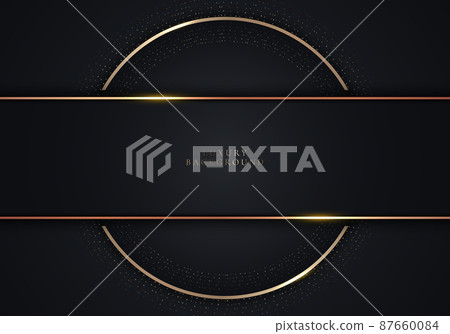Abstract elegant black stripes and circle with golden dots circles and lighting effect on dark background luxury style Abstract elegant black stripes and circle with golden dots circles and lighting effect on dark background luxury style 87660084