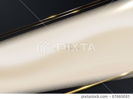 3D modern luxury template design black and gold stripes with golden glitter line light sparking on cream background 3D modern luxury template design black and gold stripes with golden glitter line light sparking on cream background 87660085