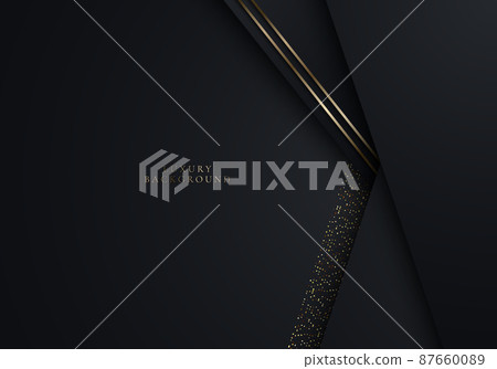3D modern luxury template design black and gold stripes with golden glitter line light sparking on dark background 3D modern luxury template design black and gold stripes with golden glitter line light sparking on dark background 87660089