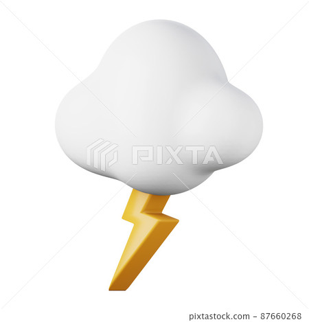 Cloud with lightning thunder high quality 3D render illustration icon. Cloud with lightning thunder high quality 3D render illustration icon. 87660268
