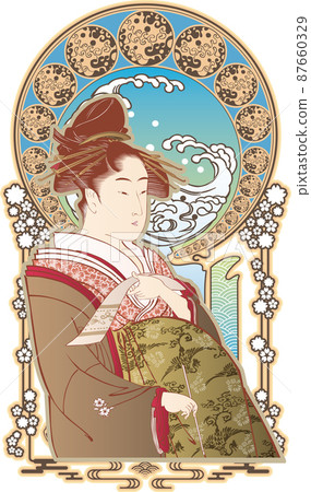 Fan indoor flower fan figure Japanese style Gothic version 87660329