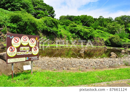 Chigasaki City, Kanagawa Prefecture Chigasaki Satoyama Park Nakanotani Pond, Fresh Greenery and Tourist Information Board 87661124