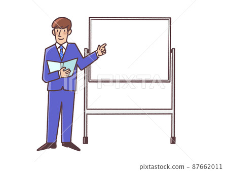 指向一個空白的白板的年輕商人 87662011