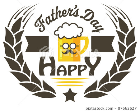 父親節快樂父親節杯子啤酒標籤設計框架深棕色 87662627