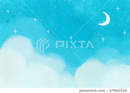 Background material_watercolor texture_night sky 87662819